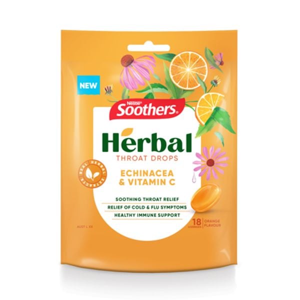 SOOTHERS Herbal Echinacea & Vitamin C Throat Drops (18 lozenges)