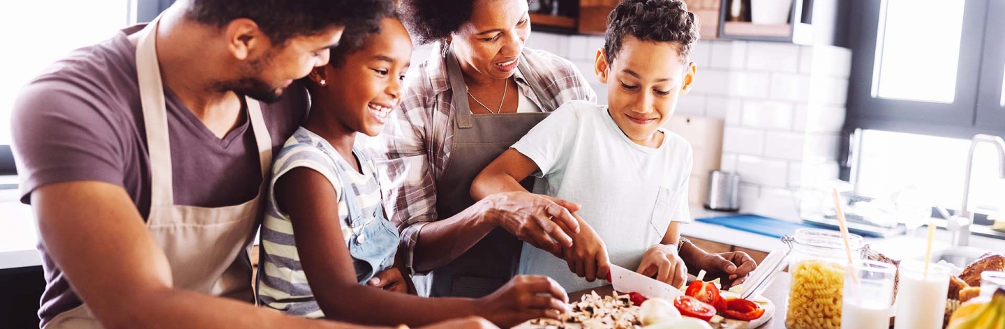 family in kitchen