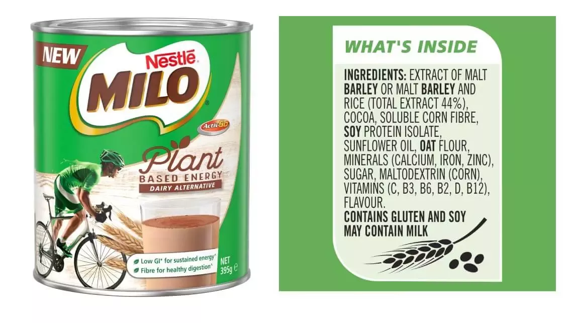 Milo plant based pack and ingredient list